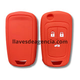 Detalle funda silicón rojo antiderrapante llave abatible Chevrolet Cruze Sonic cajuela