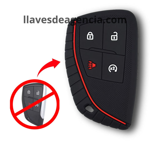 Funda protectora de silicón negro antiderrapante para llave Chevrolet Silverado, GMC Yukon, Buick Envision, Cadillac CT4 CT5 2020-2025, diseño de 4 botones, resistente a altas temperaturas
