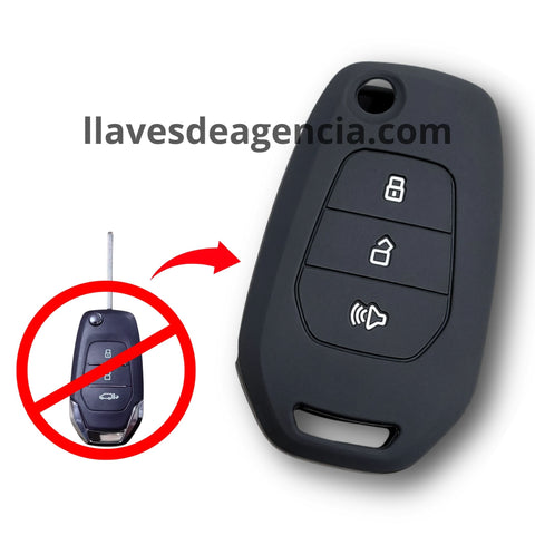 Funda de silicón color negro para llave abatible tipo navaja flip de 3 botones abrir cerrar pánico compatible con Chevrolet S10 Max y Maxus T60 T70 T90 V80 G10 con protección completa