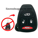 Funda de silicón antiderrapante grado horno para llave control remoto CY22 de 4 botones cerrar abrir cajuela pánico compatible con Chrysler 300 300C Dodge Charger Durango Magnum Dakota Ram Jeep Grand Cherokee Commander Aspen resistente al agua y lavadora con protección total