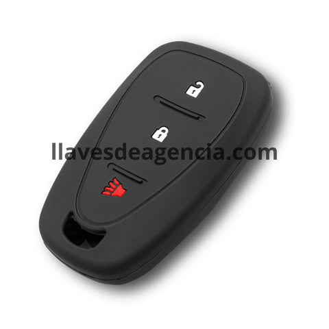 Funda de silicón antiderrapante grado horno para llave inteligente de 3 botones cerrar abrir pánico compatible con Chevrolet Bolt Malibu Orlando Trax Tracker Trailblazer Equinox Cruze Spark Camaro Volt Silverado con protección resistente a altas temperaturas