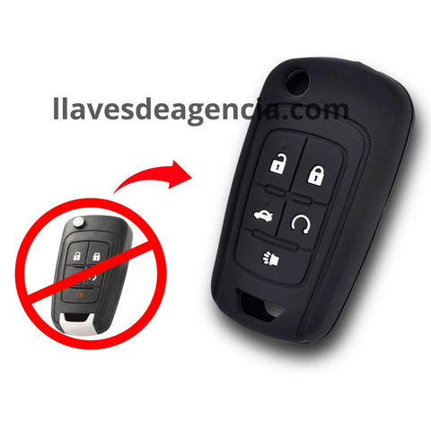 Funda de silicón antiderrapante grado horno para llave inteligente de 5 botones abrir cerrar cajuela arrancador a distancia pánico compatible con Chevrolet Cruze Malibu Camaro Sonic Impala Equinox Buick Encore GMC Terrain con protección resistente a altas temperaturas golpes caídas y humedad