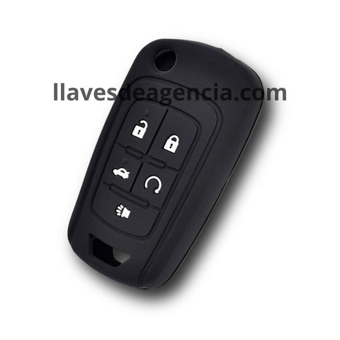 Funda de silicón antiderrapante grado horno para llave inteligente de 5 botones abrir cerrar cajuela arrancador a distancia pánico compatible con Chevrolet Cruze Malibu Camaro Sonic Impala Equinox Buick Encore GMC Terrain con protección resistente a altas temperaturas golpes caídas y humedad