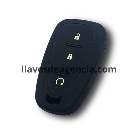 Funda de silicón antiderrapante grado horno para llave inteligente de 3 botones abrir cerrar arrancador remoto a distancia compatible con Chevrolet Malibu Cruze Equinox Trax Tracker Trailblazer Camaro Spark Orlando 2019-2020 disponible en colores rojo y azul con protección resistente a altas temperaturas golpes caídas y humedad