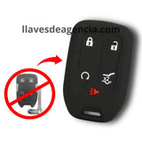 Funda de silicón antiderrapante grado horno para llave inteligente de 5 botones cerrar abrir arrancador remoto cajuela pánico compatible con Chevrolet Suburban Yukon Tahoe GMC Terrain Acadia con protección resistente a altas temperaturas golpes caídas y agua