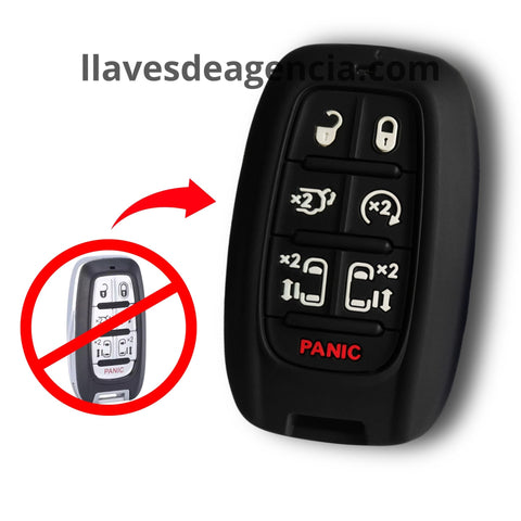 Funda protectora de silicón antideslizante color negro para llave inteligente de proximidad Chrysler Pacifica Dodge Voyager 7 botones con controles de puertas laterales corredizas arranque remoto y cajuela 2017 2018 2019 2020 2021 2022, resistente al agua y altas temperaturas