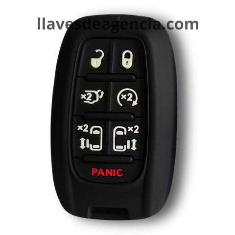 Funda protectora de silicón antideslizante color negro para llave inteligente de proximidad Chrysler Pacifica Dodge Voyager 7 botones con controles de puertas laterales corredizas arranque remoto y cajuela 2017 2018 2019 2020 2021 2022, resistente al agua y altas temperaturas