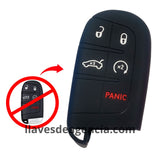 Funda protectora de silicón color negro antiderrapante grado horno para llave inteligente control remoto CY26 de 4 botones compatible con Fiat 500 500L 500X Toro Chrysler 300 Dodge Challenger Durango Charger Journey Ram 1500 2500 Jeep Cherokee Grand Cherokee Compass Renegade Wrangler resistente al agua y lavadora con protección total