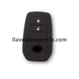 Funda protectora de silicón negro antideslizante para llave Toyota con 2 botones, compatible Camry C-HR Corolla RAV4 Avalon Land Cruiser Prado Prius Hilux Revo Yaris Auris Innova Crown Highlander U45 Fortuner 2013-2021, calidad de horno resistente a altas temperaturas hasta 200°C