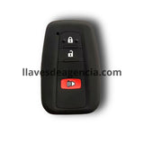 Funda protectora de silicón negro antideslizante para llave Toyota con 3 botones cerrar abrir pánico, compatible Camry V70 Land Cruiser Prado RAV4 Avalon Corolla C-HR Prius 86 GT86 Highlander Mirai 2016-2022, calidad de horno resistente a altas temperaturas hasta 200°C