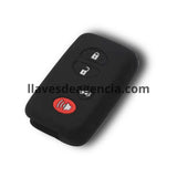 Funda protectora de silicón negro antideslizante para llave inteligente de presencia keyless Toyota con 4 botones cerrar abrir cajuela pánico, compatible Avalon Camry 4Runner Venza Prius V 2009-2018, calidad de horno resistente a altas temperaturas hasta 200°C