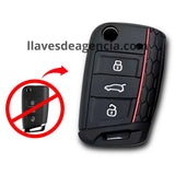 Funda protectora de silicón calidad de horno 3 botones abrir cerrar cajuela para llave Volkswagen Golf 7 GTI Polo T-Roc T-Cross Touran Tiguan Skoda Octavia Kodiaq Rapid Fabia Seat Ibiza León Ateca Arona, antideslizante resistente altas temperaturas