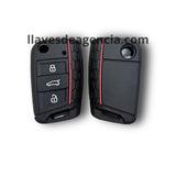 Funda protectora de silicón calidad de horno 3 botones abrir cerrar cajuela para llave Volkswagen Golf 7 GTI Polo T-Roc T-Cross Touran Tiguan Skoda Octavia Kodiaq Rapid Fabia Seat Ibiza León Ateca Arona, antideslizante resistente altas temperaturas