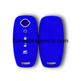 Funda protectora de silicón azul antideslizante para llave de presencia inteligente Nissan con 4 botones incluyendo arranque a distancia, compatible con X-Trail T33, Qashqai J12, Altima, Pathfinder, Kicks, Juke, Rogue, Ariya 2022-2026, calidad de horno resistente a altas temperaturas