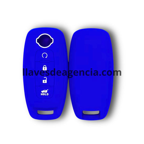 Funda protectora de silicón azul antideslizante para llave de presencia inteligente Nissan con 4 botones incluyendo arranque a distancia, compatible con X-Trail T33, Qashqai J12, Altima, Pathfinder, Kicks, Juke, Rogue, Ariya 2022-2026, calidad de horno resistente a altas temperaturas