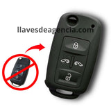 Funda protectora de silicón negro calidad de horno 4 botones para llave abatible tipo navaja flip Volkswagen Sharan Multivan T5 MVP Caddy Caravelle Transporter Seat Alhambra, botones abrir cerrar puerta corrediza derecha izquierda, antideslizante resistente altas temperaturas