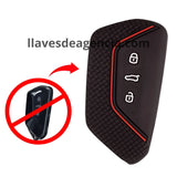 Funda protectora de silicón negro con línea decorativa calidad de horno para llave Volkswagen Golf 8 GTI GTD R ID3 ID4 Cupra Formentor Seat León 2020 2021, antideslizante resistente altas temperaturas