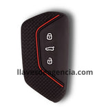 Funda protectora de silicón negro con línea decorativa calidad de horno para llave Volkswagen Golf 8 GTI GTD R ID3 ID4 Cupra Formentor Seat León 2020 2021, antideslizante resistente altas temperaturas