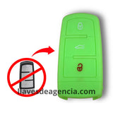 Funda protectora de silicón verde fosforescente calidad de horno 3 botones abrir cerrar cajuela para llave de presencia keyless Volkswagen Passat CC B6 B7 Jetta 2005-2015, brilla en la oscuridad, antideslizante resistente altas temperaturas