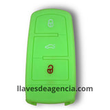 Funda protectora de silicón verde fosforescente calidad de horno 3 botones abrir cerrar cajuela para llave de presencia keyless Volkswagen Passat CC B6 B7 Jetta 2005-2015, brilla en la oscuridad, antideslizante resistente altas temperaturas
