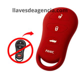 Funda protectora de silicón color rojo antiderrapante grado horno para llave de 4 botones cerrar abrir cajuela pánico compatible con Chrysler Jeep Dodge resistente al agua y lavadora con protección total contra golpes caídas y humedad