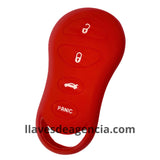 Funda protectora de silicón color rojo antiderrapante grado horno para llave de 4 botones cerrar abrir cajuela pánico compatible con Chrysler Jeep Dodge resistente al agua y lavadora con protección total contra golpes caídas y humedad