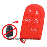 Funda protectora de silicón color rojo antiderrapante grado horno para llave inteligente control remoto CY26 de 4 botones compatible con Fiat 500 500L 500X Toro Chrysler 300 Dodge Challenger Durango Charger Journey Ram 1500 2500 Jeep Cherokee Grand Cherokee Compass Renegade Wrangler resistente al agua y lavadora con protección total