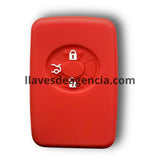 Funda protectora de silicón rojo antideslizante para llave inteligente de presencia keyless Toyota con 3 botones cerrar cajuela abrir, compatible Avalon Camry Corolla Yaris RAV4 2005-2007, calidad de horno resistente a altas temperaturas hasta 200°C, color vibrante y llamativo