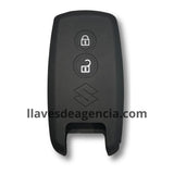 Detalle de funda protectora silicona para llave Suzuki mostrando material antiderrapante negro resistente a caídas golpes y agua
