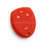 Funda protectora de silicona roja para llave Chevrolet de 4 botones con arrancador remoto a distancia, compatible con Silverado Cheyenne Suburban Tahoe, resistente a altas temperaturas con botones de cerrar abrir arranque y pánico