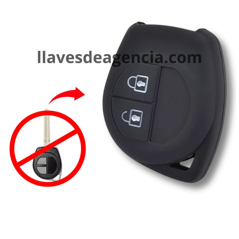 Vista lateral de funda de silicona para llave Suzuki Vitara Swift SX4 Grand Liana 2 botones mostrando ajuste perfecto y acceso completo a botones