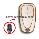 Funda TPU llave inteligente presencia Chevrolet Malibu Blazer Traverse Onix Equinox 2 botones blanco brillante iconos dorados