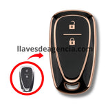Funda TPU llave inteligente presencia Chevrolet Malibu Blazer Traverse Onix Equinox 2 botones negro brillante iconos dorados