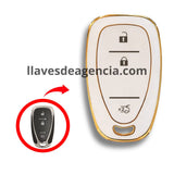 Funda TPU llave inteligente presencia Chevrolet Malibu Blazer Traverse Onix Equinox 3 botones abrir cerrar cajuela blanco brillante dorado