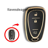 Funda TPU llave inteligente presencia Chevrolet Malibu Blazer Traverse Onix Equinox 3 botones abrir cerrar cajuela negro brillante dorado