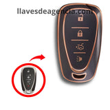 Funda TPU llave inteligente presencia Chevrolet Malibu Cruze Onix Cavalier Aveo Sonic Spark 4 botones abrir cerrar cajuela pánico negro brillante dorado