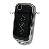 Funda protectora TPU negro brillante para llave abatible tipo navaja Chevrolet Aveo Groove Captiva Wuling Hongguang Baojun 510 730 360 3 botones diseño exclusivo iconos dorados