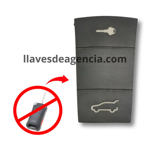 Detalle de goma botonera Porsche 2 botones mostrando ajuste perfecto para restaurar funcionalidad de botones desgastados