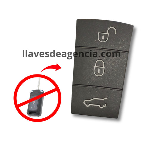 Detalle de goma botonera Porsche 3 botones mostrando ajuste perfecto para restaurar funcionalidad de botones desgastados