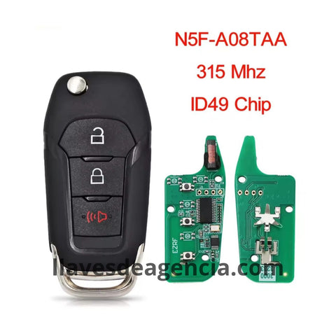 Llave aftermarket Ford F-150 Explorer Expedition Escape Maverick Bronco 3 botones chip ID49 NXP HITAG-PRO 315MHz