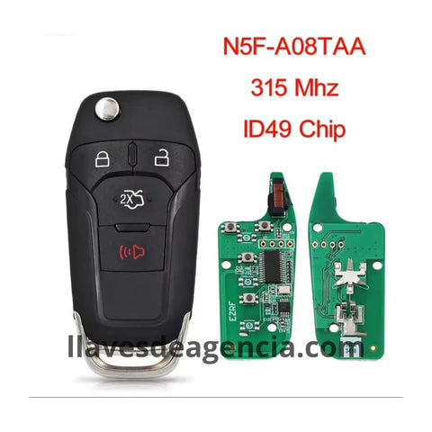 Llave Ford Fusion 2013 2014 2015 2016 4 botones cajuela N5F-A08TAA 315MHz chip ID49 aftermarket