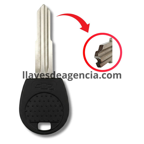 Lado del corte de llave hueca Chevrolet Matiz 2009-2011 marcado en rojo para identificar orientación correcta