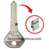 Llave virgen Kawasaki KAW-1D bronce níquel corte derecho con detalle ampliado cubierta níquel compatible cerradura chapa cilindro candado motocicleta
