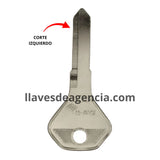 Llave virgen para motocicleta Kawasaki perfil KAW-1I de bronce níquel con corte izquierdo, compatible con cerradura, chapa, cilindro y candado - Venta mayoreo mínimo 5 piezas para cerrajeros profesionales