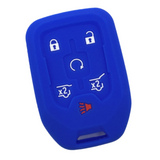 Funda de silicón antiderrapante grado horno color azul para llave inteligente de 6 botones con arrancador remoto a distancia compatible con Chevrolet Suburban Tahoe Silverado y GMC Sierra Yukon Terrain Canyon Acadia Denali con protección resistente a altas temperaturas