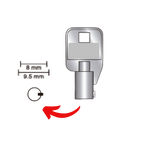 Llave virgen ACE/TUB AC-5 fabricada en bronce con cubierta de níquel, compatible con Austral AC-5, Alba X5 y JMA CHI-1T para candados y cerraduras cilindro tubular, requiere corte por cerrajero profesional