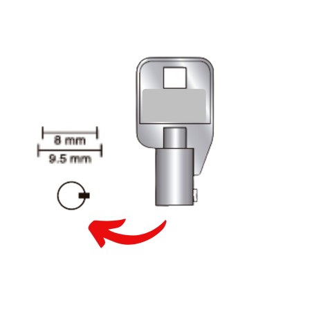 Llave virgen ACE/TUB AC-5 fabricada en bronce con cubierta de níquel, compatible con Austral AC-5, Alba X5 y JMA CHI-1T para candados y cerraduras cilindro tubular, requiere corte por cerrajero profesional