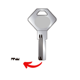 Llave virgen alta seguridad DEXTER DEX-11 tipo puntos domino fabricada en bronce con cubierta de níquel, compatible con Austral DEX-11, Alba y JMA DX-11D para candados y cerraduras de alta seguridad, requiere corte especializado por cerrajero profesional