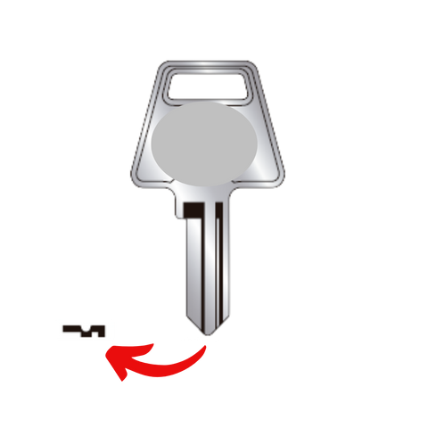 Llave virgen AMERICAN AME-61 fabricada en bronce con cubierta de níquel, compatible con Austral AME-61, Alba R61 y JMA AME-1 para candados de vitrinas, exhibidores comerciales y cerraduras, requiere corte por cerrajero profesional