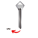 Llave virgen ARCA AR-49 fabricada en bronce con cubierta de níquel, compatible con Austral AR-49, Alba F49 y JMA ACA-1D para candados y cerraduras cilindro, requiere corte por cerrajero profesional